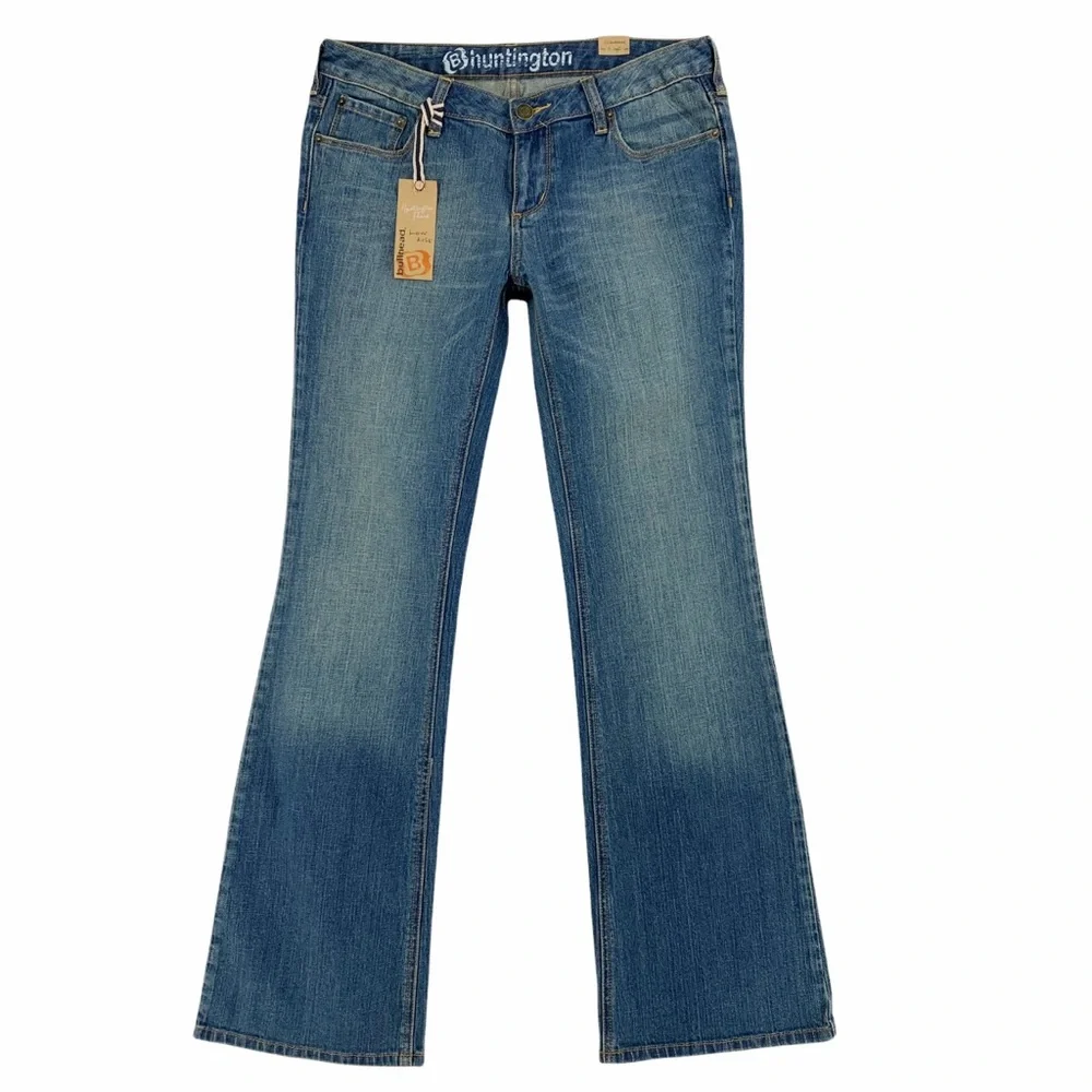 Y2K Style Flare Stretch Bullhead Huntington Blue Jeans - Picture 1 of 16